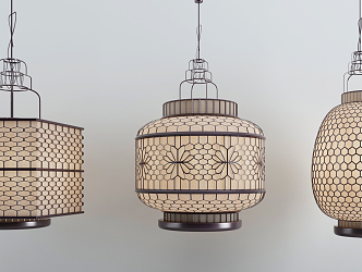 New Chinese Chandelier Combination 3d model