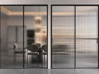 Modern sliding door Changhong glass sliding door water ripple glass sliding door glass sliding door kitchen sliding door 3d model