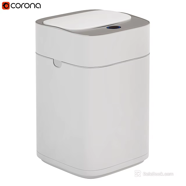 Modern White Trash Can With Lid And Minimalist Design For Home Use 3d model 
