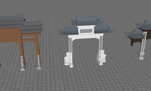 Chinese style archway SU model 3d model