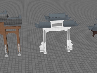 Chinese style archway SU model 3d model