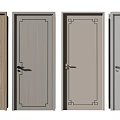 Various Design Hinged Doors with Wooden Texture Decorative Frames and Sleek Handles 3d model