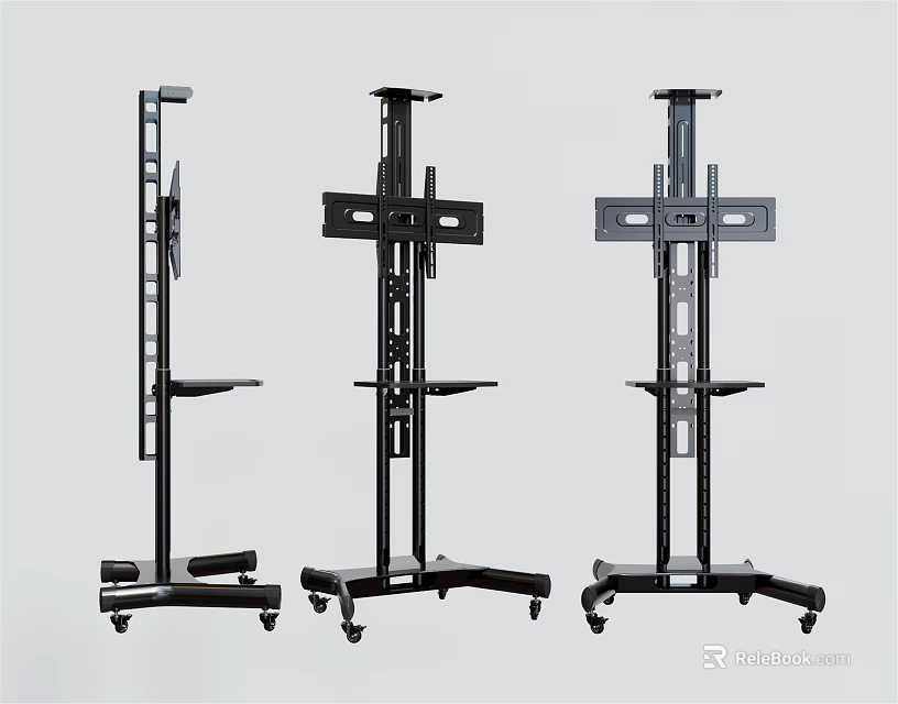 Wrought Iron Mobile TV Stands with Wheels and Durable Structure for Home Office Use 3d model 