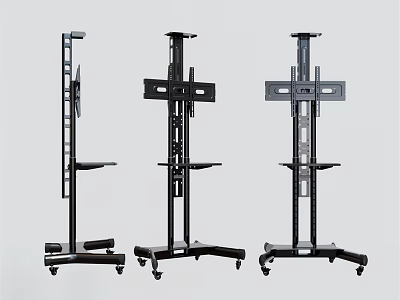 Wrought Iron Mobile TV Stands with Wheels and Durable Structure for Home Office Use 3d model