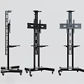 Wrought Iron Mobile TV Stands with Wheels and Durable Structure for Home Office Use
