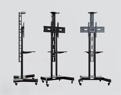 Wrought Iron Mobile TV Stands with Wheels and Durable Structure for Home Office Use 3d model