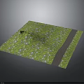Green Square Surface With Grass Pattern White Flowers And Gray Stripe