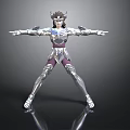 Man In Silver Warrior Armor Striking Dynamic Pose With Outstretched Arms