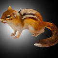 Realistic Brown And White Striped Chipmunk Figurine With Bushy Tail In Standing Pose