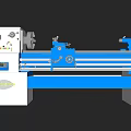 Industrial Lathe Machine Blue And White With Headstock Tailstock And Bed
