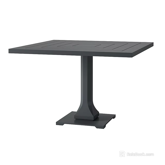 Sturdy Outdoor Functional Table With Square Metal Tabletop And Column Base 3d model 