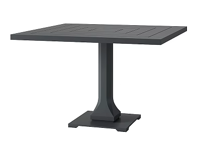 Sturdy Outdoor Functional Table With Square Metal Tabletop And Column Base 3d model
