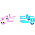 Cute Pink and Blue Flying Rabbit Characters with Wings in Game Movies