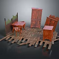 Vintage Wooden Entryway Cabinet and Side Cabinet with Carved Details and Classic Design