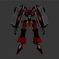 Red And Black Humanoid Robot With Mechanical Armor And Futuristic Design Structure 3d model
