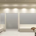 Minimalist Specialty Store Interior With White Display Walls Bookshelves And Indoor Plant