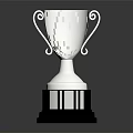 Shiny Silver Trophy With Curved Handles Black Base And Metal Shine Design