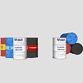 Industrial Equipment Metal Oil Drums with Mobil Synthetic Lubricant Labels in Various Colors
