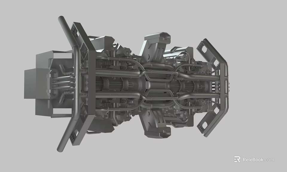 Complex Metal Mechanical Structure With Industrial Engineering Components And Precision Parts 3d model 