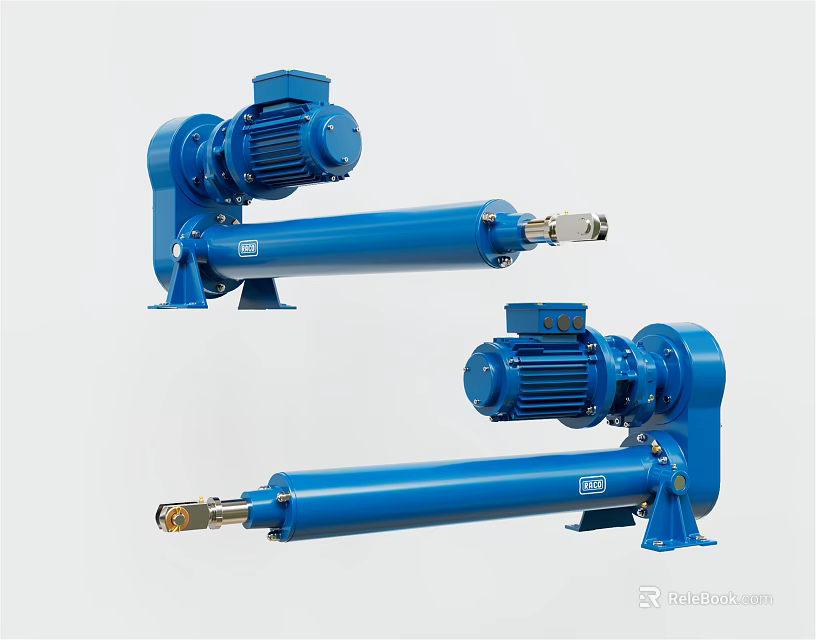 Blue Electric Motorized Industrial Equipment With Telescopic Rod For Machinery Applications 3d model 