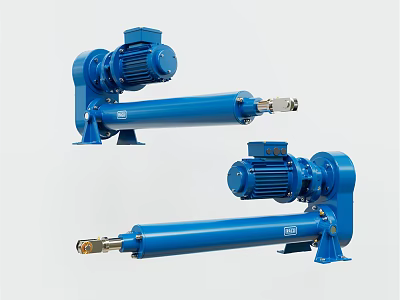 Blue Electric Motorized Industrial Equipment With Telescopic Rod For Machinery Applications 3d model