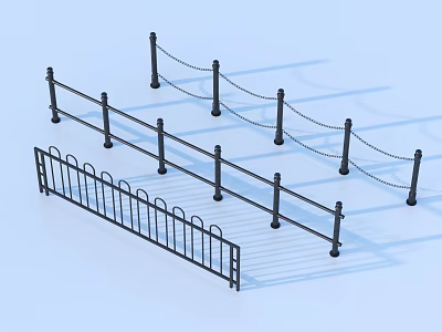 Black Metal Railings And Chain Link Fences For Home Safety And Outdoor Use 3d model