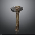 Handcrafted Primitive Hammer With Stone Head Wooden Handle And Rope Binding