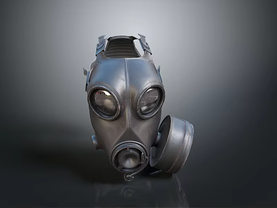 Military Tactical Weapon Gas Mask With Metallic Lens And Protective Filter Design 3d model