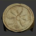 Ancient Stone Circular Living Utensil With Traditional Intricate Carved Flower Design