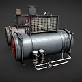 Rustic Industrial Metal Tanks With Red Valves Piping Systems And Protective Grilles