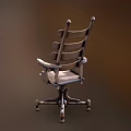 Sturdy Wooden Office Chair With Armrests Metal Frame Rolling Wheels And Comfortable Seat Backrest