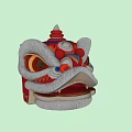 Traditional Chinese Lion Dance Head Sculpture Carving With Intricate Carved Details And Colorful Design