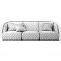 Modern Gray Three Seater Sofa With Quilted Design And Soft Pillows 3d model