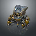 Mechanical Spider Inspired Creature With Metallic Exoskeleton And Multi Legged Design 3d model