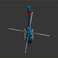 Blue Space Exploration Helicopter with Rotors Cabin and Ladder Structure