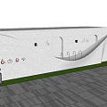 Modern Public Toilet Exterior Design With White Wall Curved Structure Green Lawn And Paved Ground