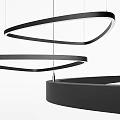 Modern Black Circular Pendant Light Featuring Multiple Suspended Ring Layers in Interior Design 3d model