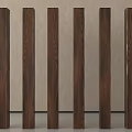 Decorative Vertical Wooden Pillars Arranged Against Light Stone Wall Interior Design 3d model