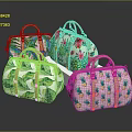 Stylish Handbags with Tropical Leaf and Pineapple Prints Golden Handles and Vibrant Colors