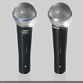SHURE Entertainment Electronics Two Black Microphones With Silver Mesh Grille Design 3d model