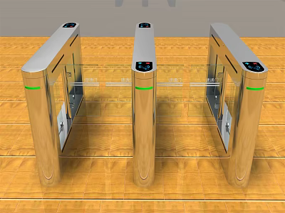 Modern Public Facility Turnstile Entry Gate with Stainless Steel and Digital Access Control 3d model