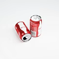 Coca Cola Red Cans Standing And Tilted On White Background Soft Drink 3d model