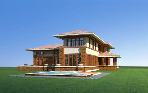 New Chinese Style Single-family Villa Prairie Single-family Villa 3d model