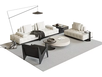 Modern sofa coffee table combination 3d model