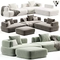 Stylish Modular Sectional Sofa With Decorative Pillows Soft Throw Blankets And Ottoman