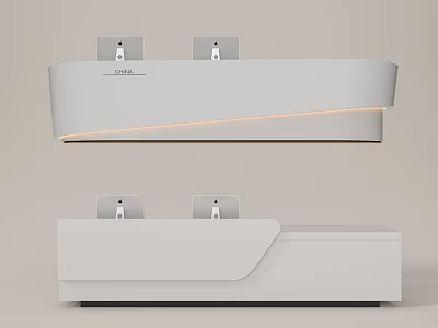 Modern White Reception Desk With LED Strip And Two Different Styles 3d model