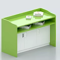 Green and White Functional Table with Modern Design Cabinets and Drawers 3d model