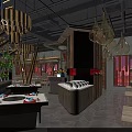 Spacious Hotpot Restaurant Interior With Wooden Tables Wicker Pendant Lights And Green Plants