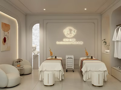 Elegant Modern Beauty Salon Interior With Massage Beds And Decorative Elements 3d model