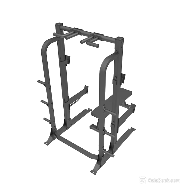 Multifunctional Power Rack With Adjustable J-Hooks And Weight Plate Storage Sturdy Metal Frame 3d model 